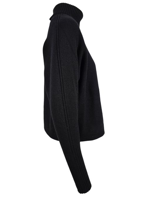 maglia donna dolcevita corta nero A rovescio | 1630/6999